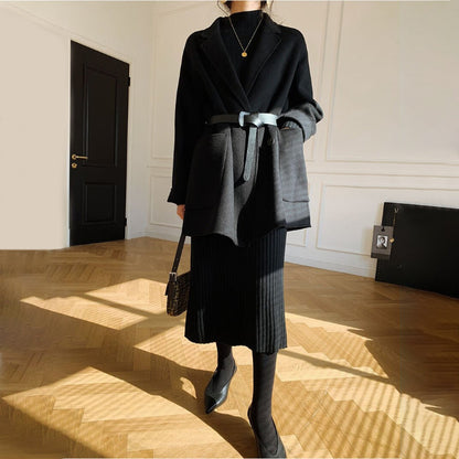 Winter Thick and Straight  Knitted Turtleneck Pullover Maxi Sweater Dresses 5