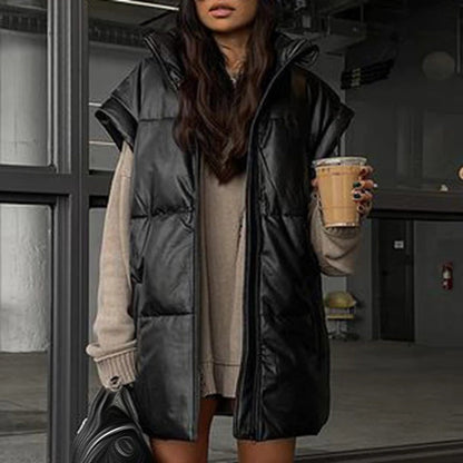 Winter Warmer Zip Through Stand Collar Vest Jackets 0