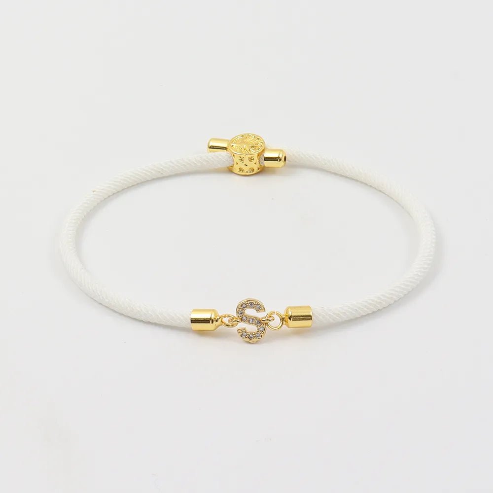 Women's Adjustable Bracelet Soft Pink Gold Rope Personalized Initial 10