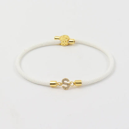 Women's Adjustable Bracelet Soft Pink Gold Rope Personalized Initial 10