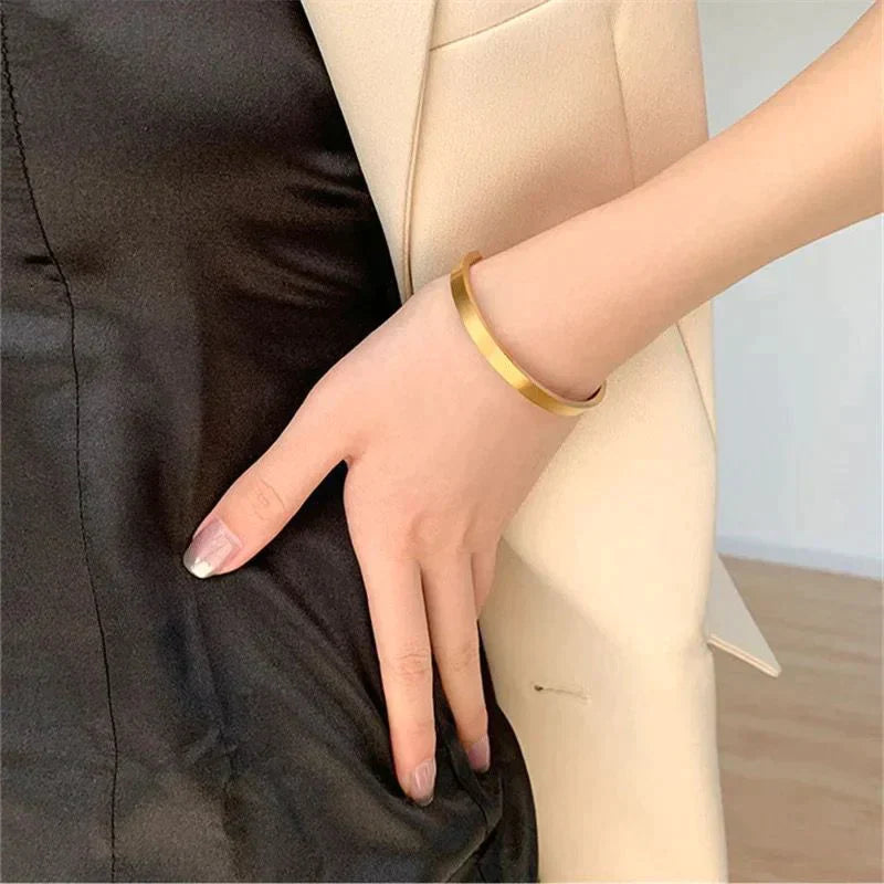 Women's Adjustable Cuff Bracelet Gold Stainless Steel 2