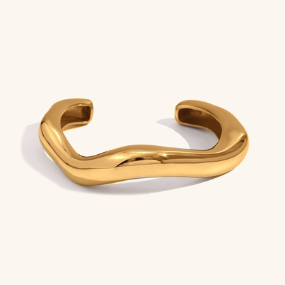 Women's Asymmetrical Bangle Gold Stainless Steel 0