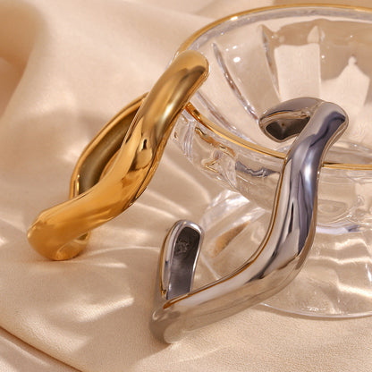 Women's Asymmetrical Bangle Gold Stainless Steel 4