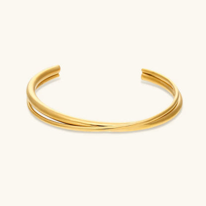 Women's Bangle Bracelet Gold Stainless Steel Layered Design 0