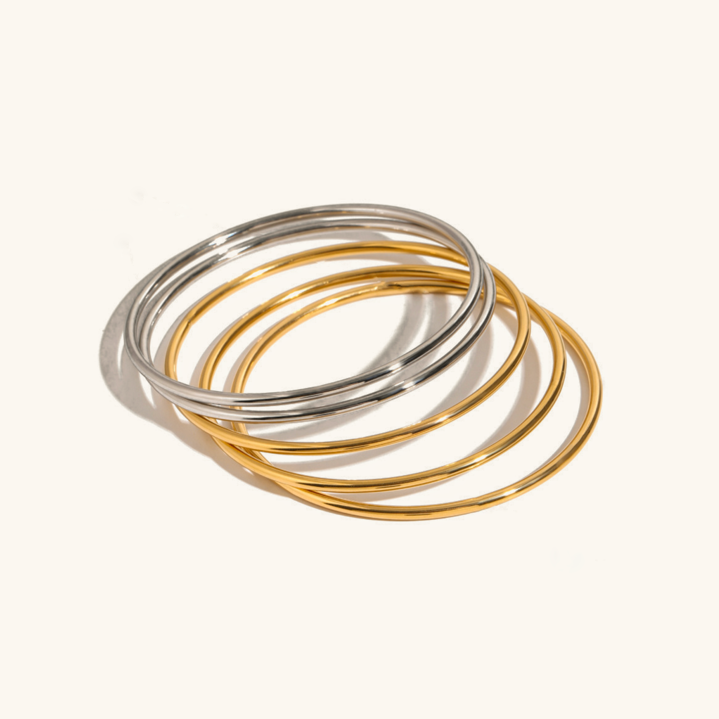 Women's Bangle Set Gold Stainless Steel-Plated 18k 3