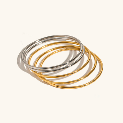 Women's Bangle Set Gold Stainless Steel-Plated 18k 3