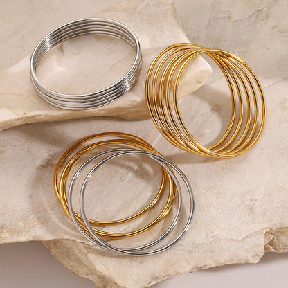 Women's Bangle Set Gold Stainless Steel-Plated 18k 4