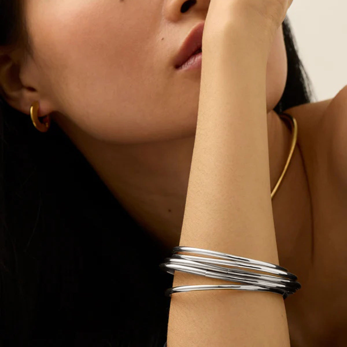 Women's Bangle Set Gold Stainless Steel-Plated 18k 5
