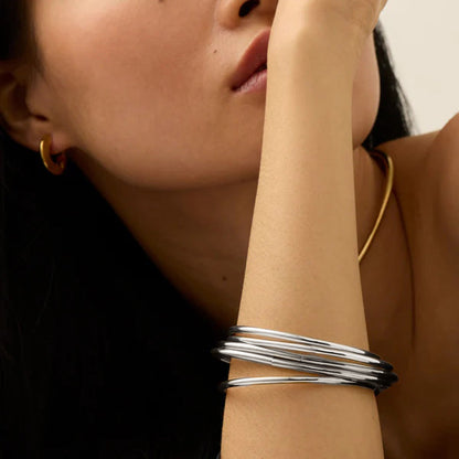 Women's Bangle Set Gold Stainless Steel-Plated 18k 5