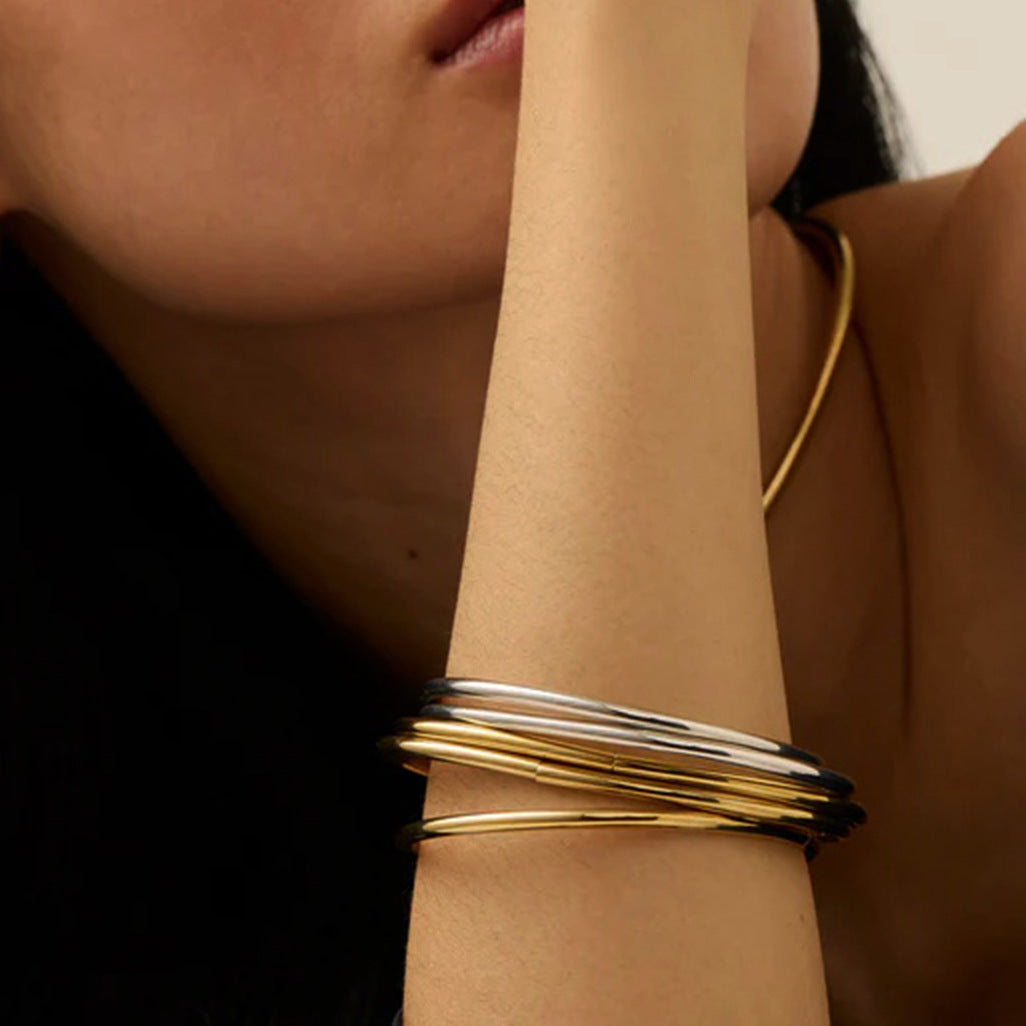 Women's Bangle Set Gold Stainless Steel-Plated 18k 6