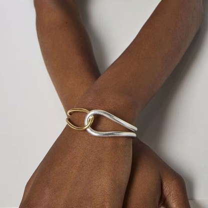 Women's Bangle Two Tone Gold Stainless Steel 2