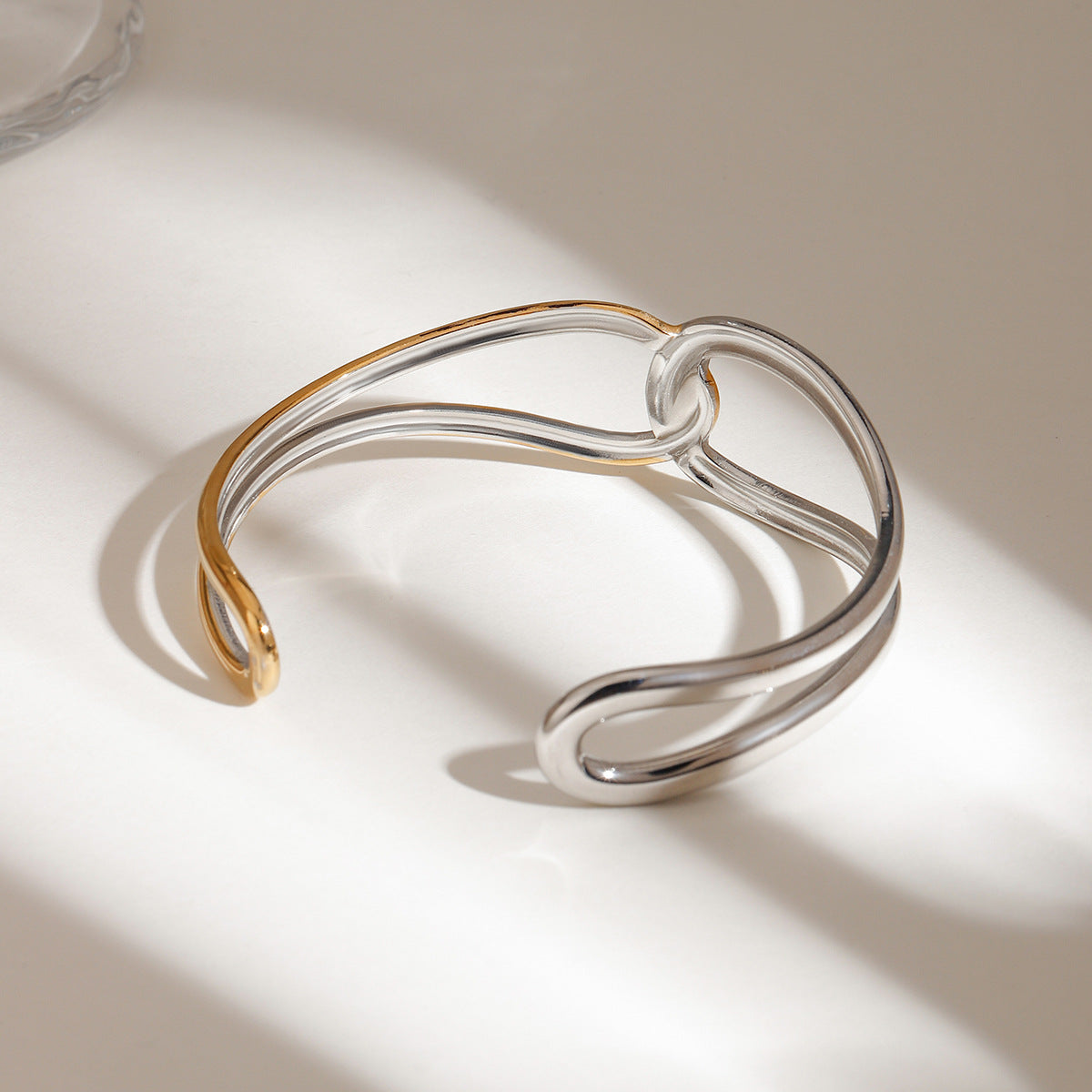 Women's Bangle Two Tone Gold Stainless Steel 3