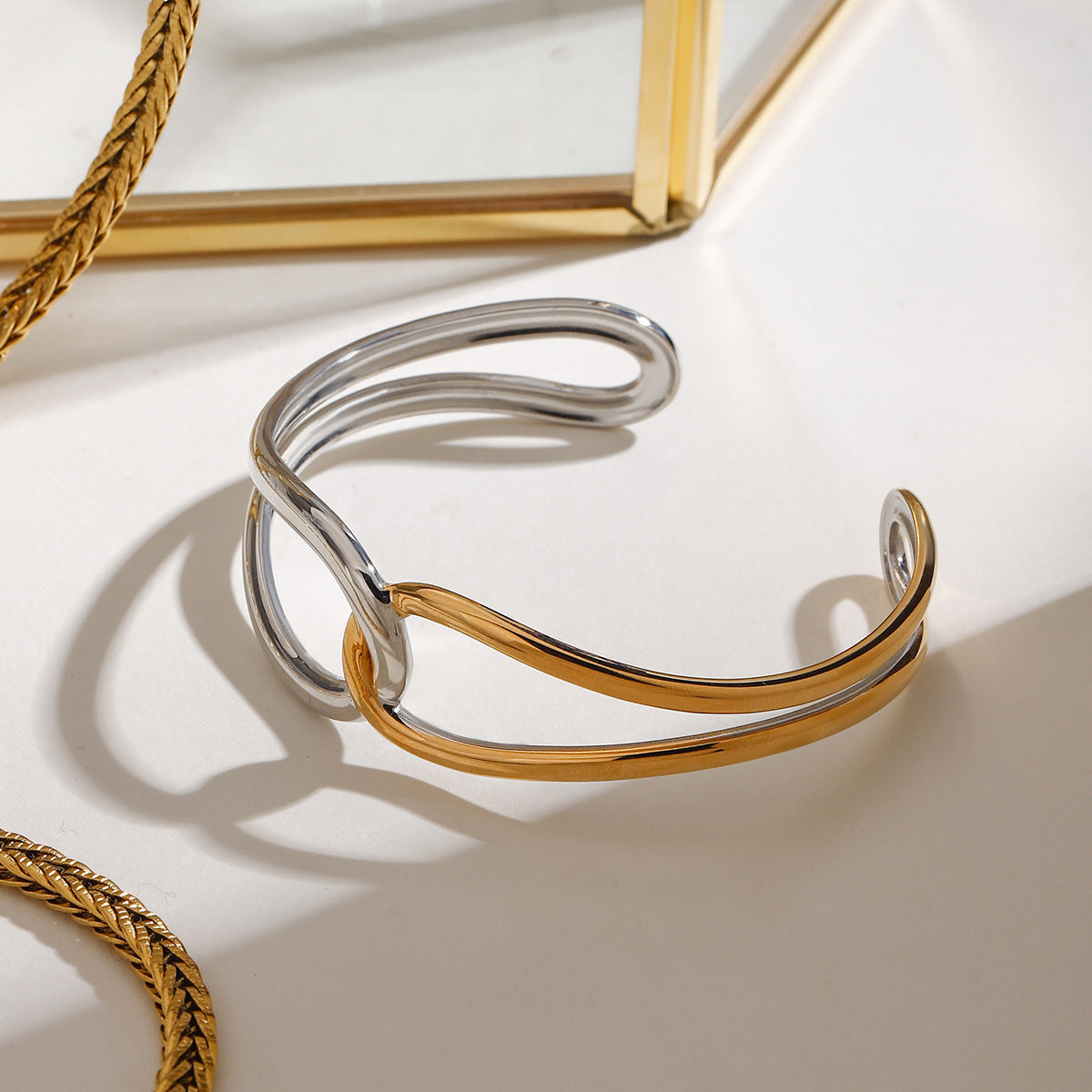 Women's Bangle Two Tone Gold Stainless Steel 4
