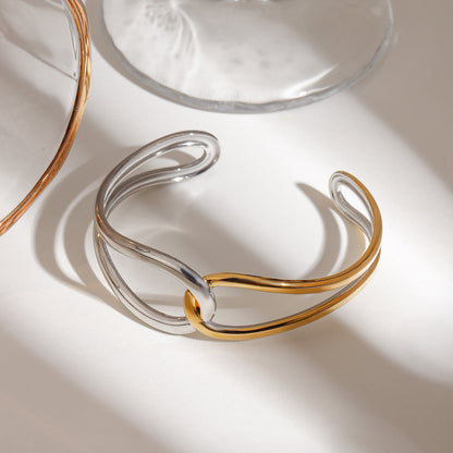 Women's Bangle Two Tone Gold Stainless Steel 5