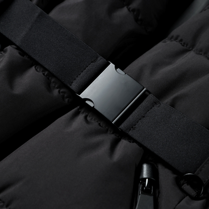 Women's Black Puffer Jacket Waterproof Quilted High Collar - 4