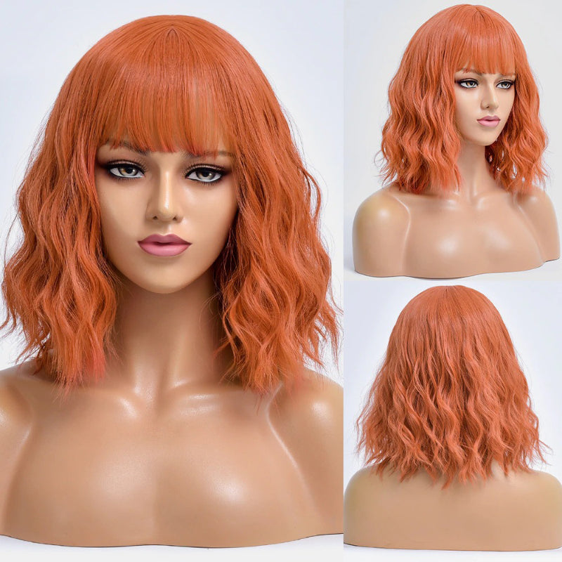 Women's Bob Wig Purple Ombre Wavy High-Temperature Fiber 19