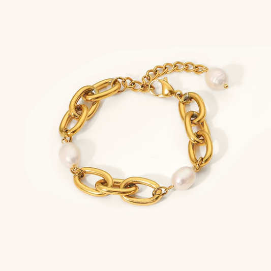 Women's Bracelet Gold Freshwater Pearl Stainless Steel 0