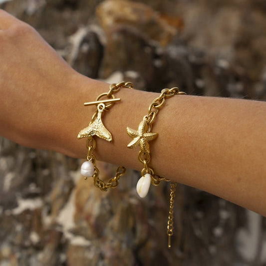 Women's Bracelet Gold Freshwater Pearl Stainless Steel 1
