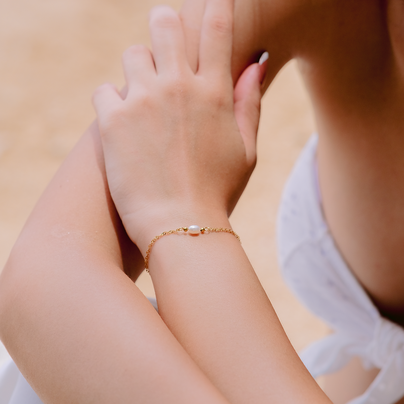 Women's Bracelet Gold Freshwater Pearl Stainless Steel 1