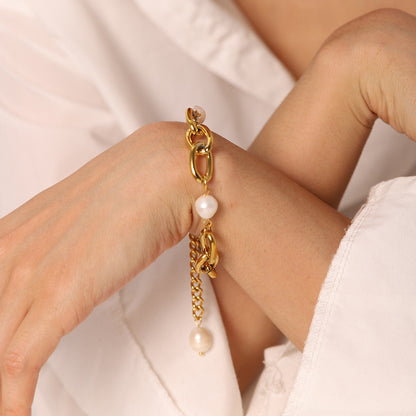 Women's Bracelet Gold Freshwater Pearl Stainless Steel 1