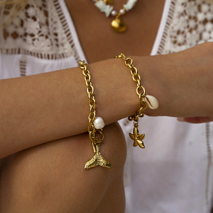 Women's Bracelet Gold Freshwater Pearl Stainless Steel 2