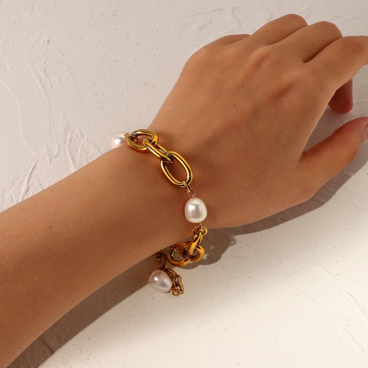 Women's Bracelet Gold Freshwater Pearl Stainless Steel 3