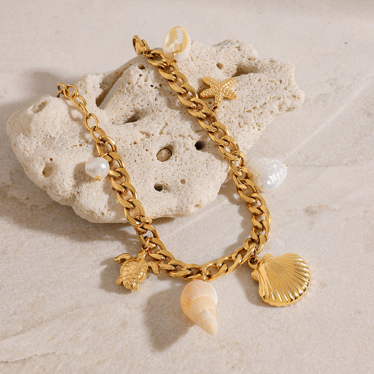 Women's Bracelet Gold Freshwater Pearls Stainless Steel 3