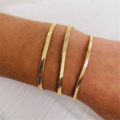 Women's Bracelet Gold Herringbone Stainless Steel Elegant Accessory 3