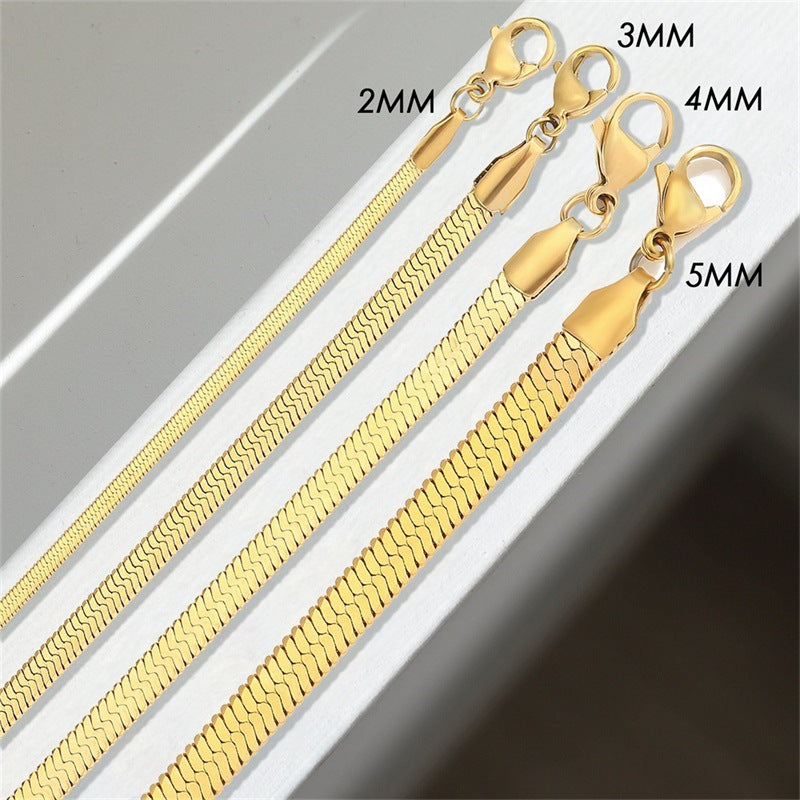 Women's Bracelet Gold Herringbone Stainless Steel Elegant Accessory 5
