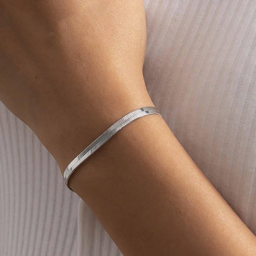 Women's Bracelet Gold Herringbone Stainless Steel Elegant Accessory 6