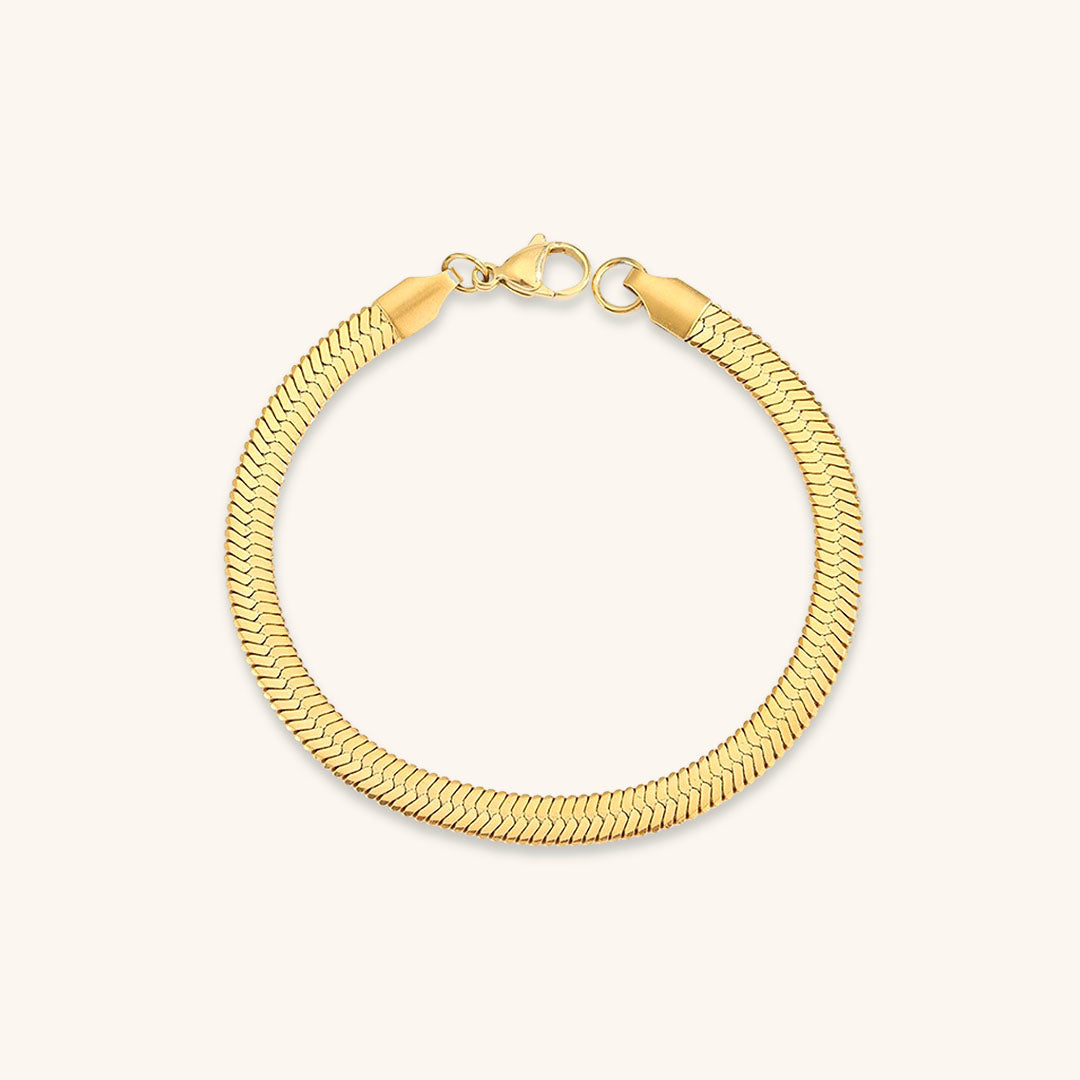 Women's Bracelet Gold Herringbone Stainless Steel Elegant Accessory 8