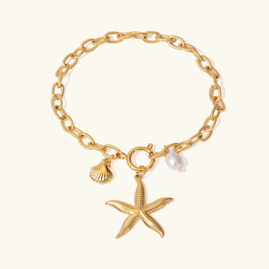 Women's Bracelet Gold Stainless Steel Freshwater Pearl Ocean-Inspired 0