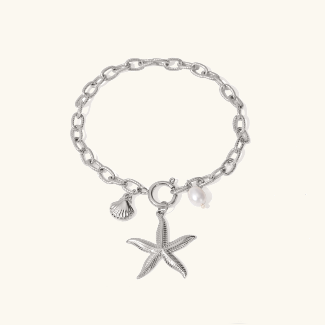 Women's Bracelet Gold Stainless Steel Freshwater Pearl Ocean-Inspired 2