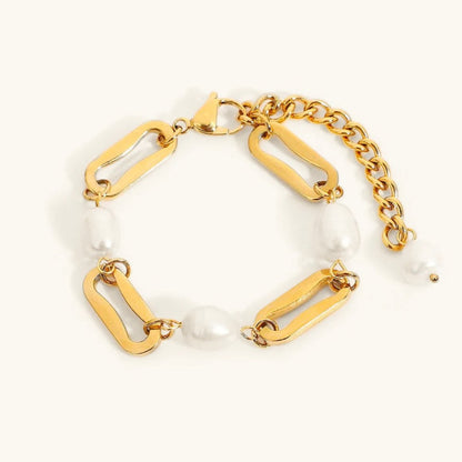 Women's Bracelet Gold Stainless Steel Freshwater Pearls 0