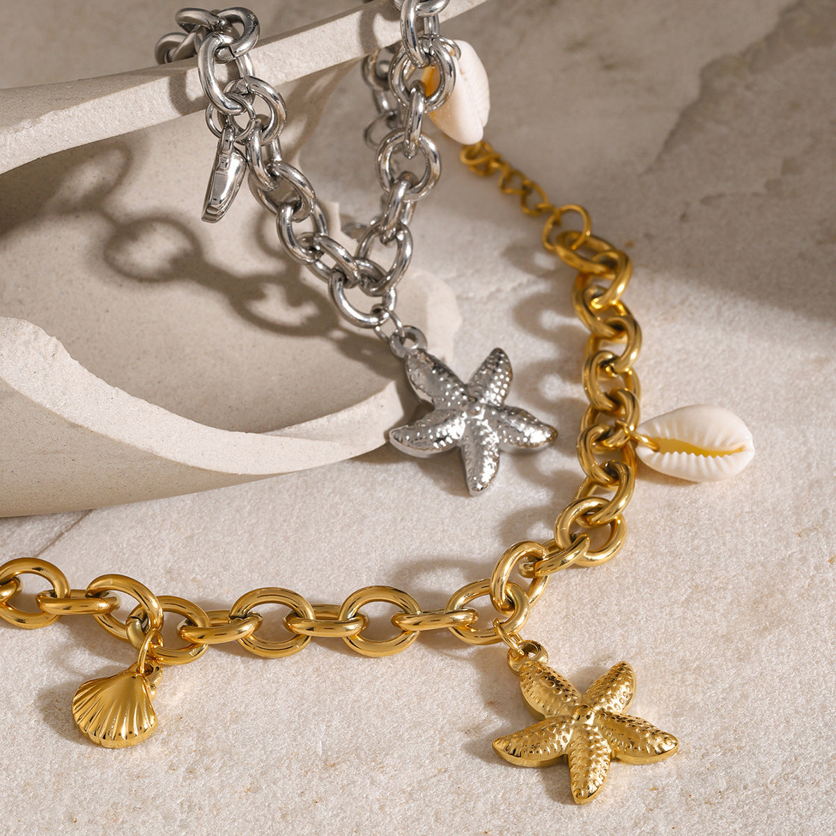 Women's Bracelet Gold Stainless Steel Ocean-Inspired 5