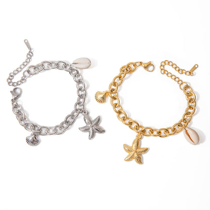 Women's Bracelet Gold Stainless Steel Ocean-Inspired 7
