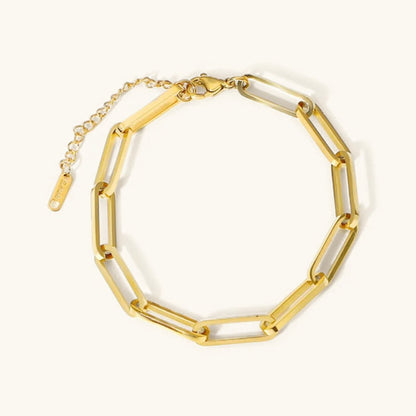 Women's Bracelet Gold Stainless Steel Paperclip Chain 0