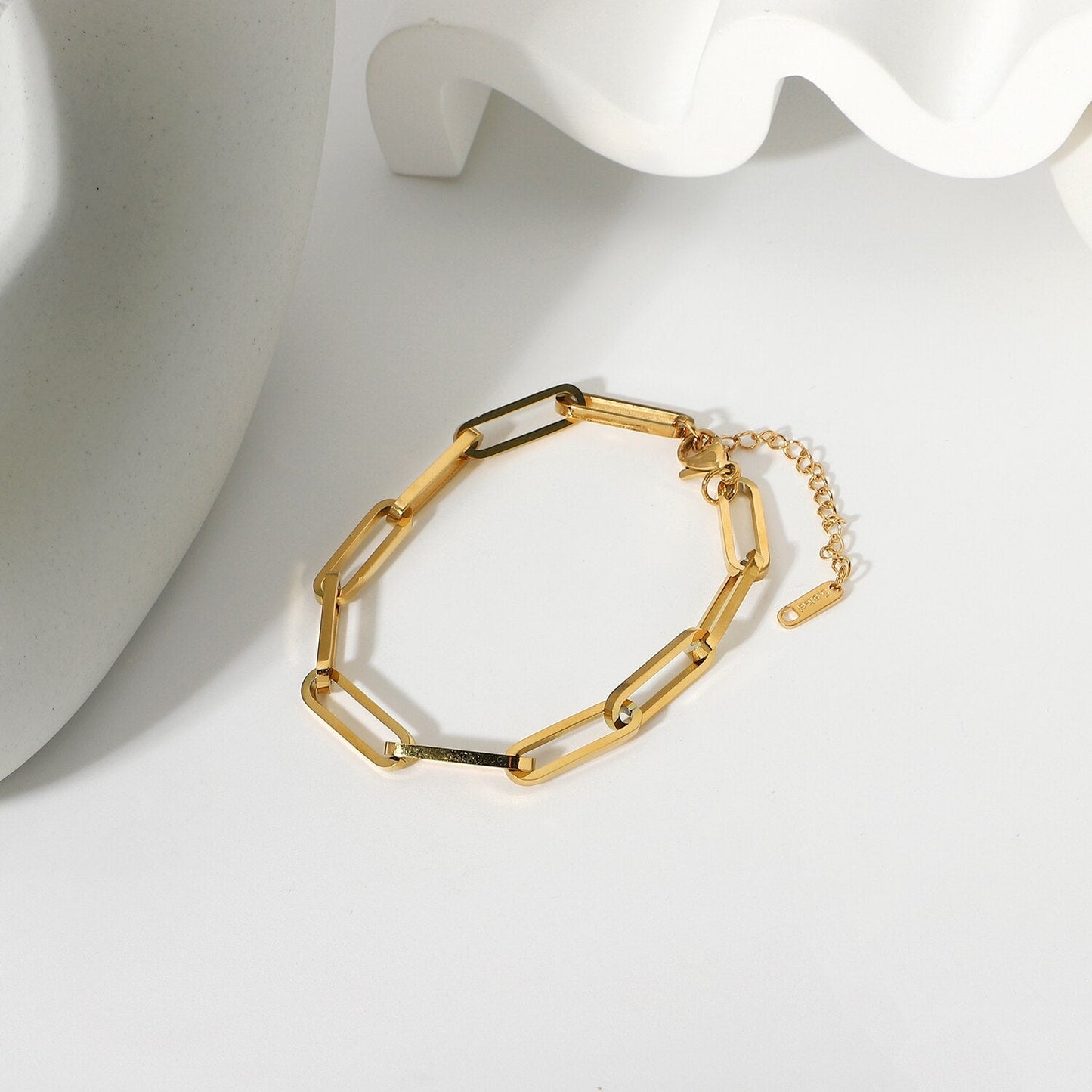 Women's Bracelet Gold Stainless Steel Paperclip Chain 3