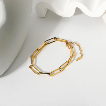 Women's Bracelet Gold Stainless Steel Paperclip Chain 3