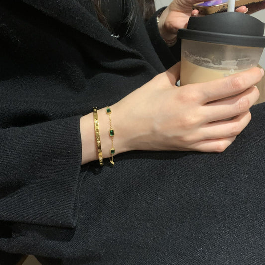 Women's Bracelet Green 18k Gold Stainless Steel 1