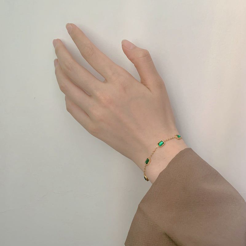 Women's Bracelet Green 18k Gold Stainless Steel 3