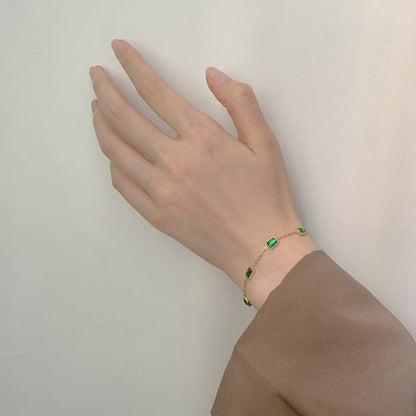 Women's Bracelet Green 18k Gold Stainless Steel 3