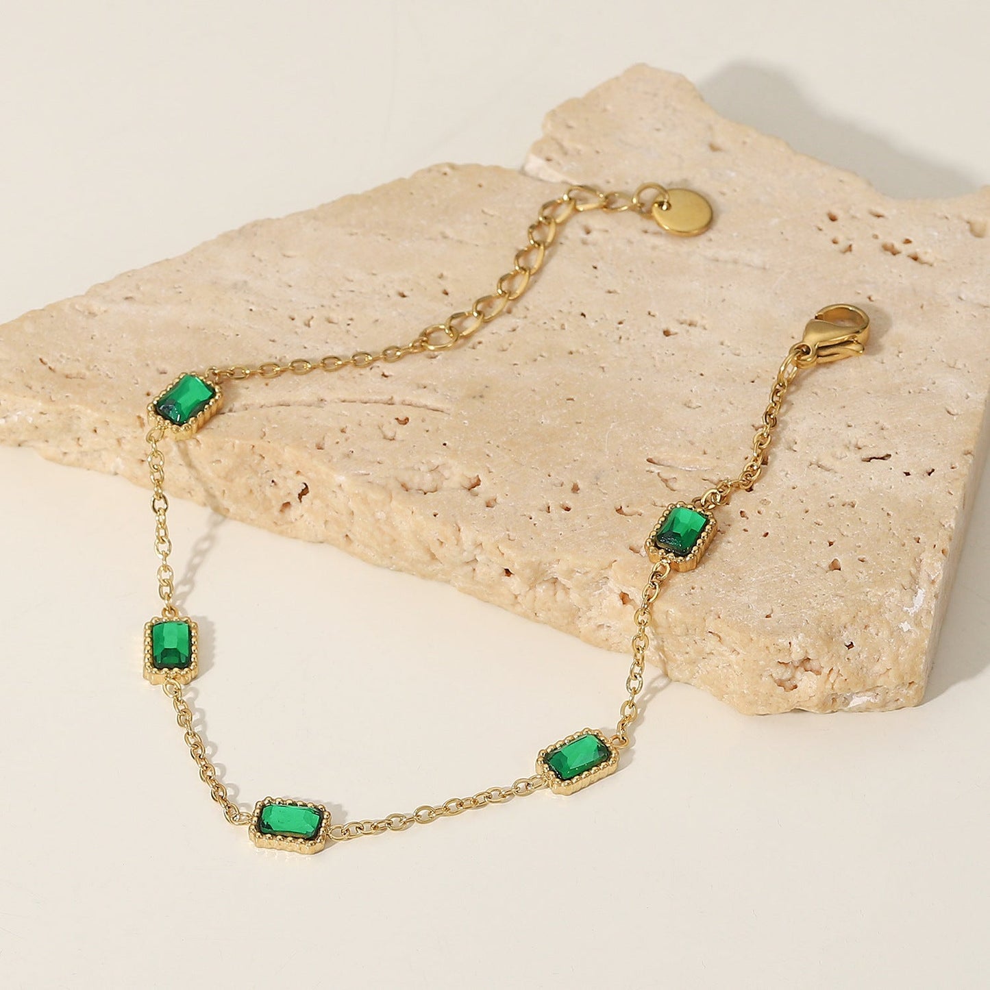 Women's Bracelet Green 18k Gold Stainless Steel 4
