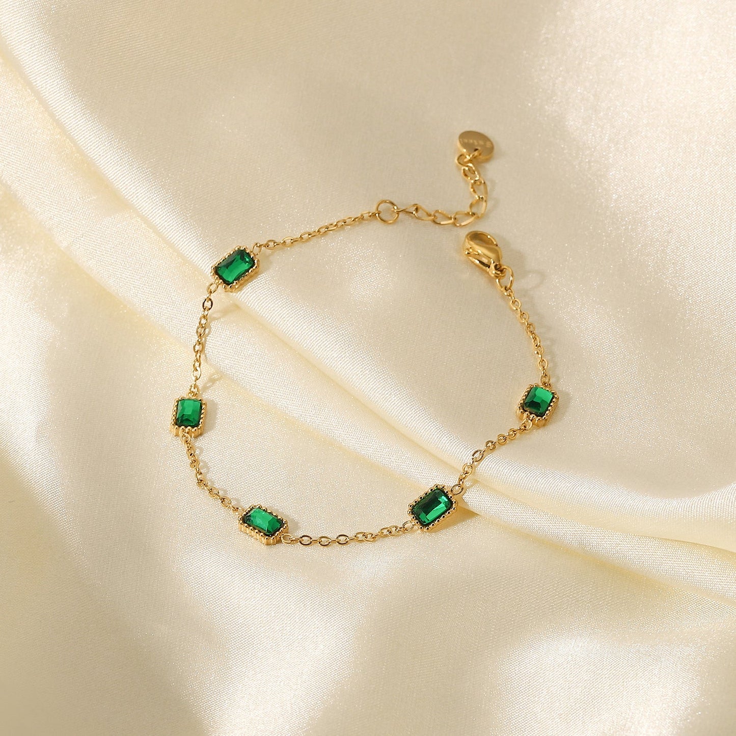 Women's Bracelet Green 18k Gold Stainless Steel 5