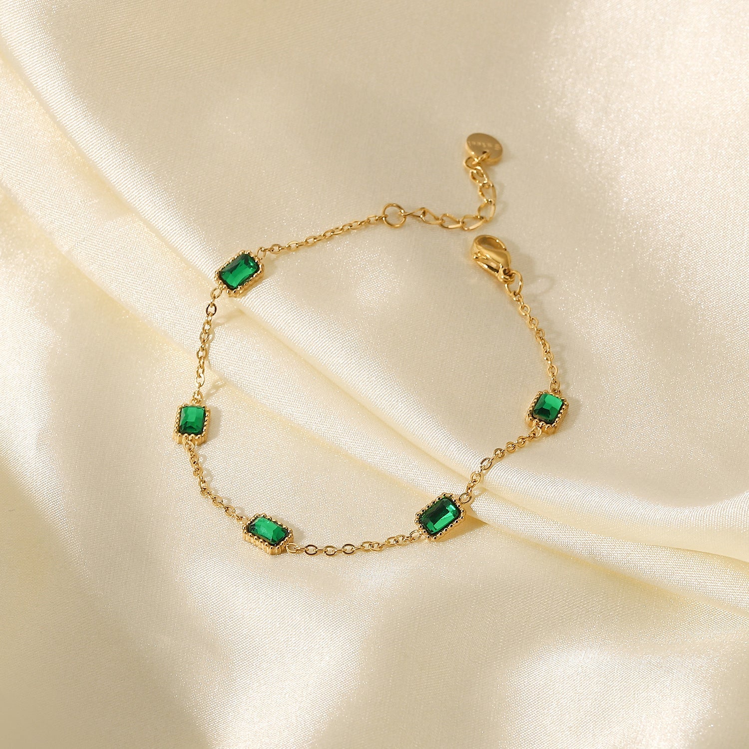 Women's Bracelet Green 18k Gold Stainless Steel 5