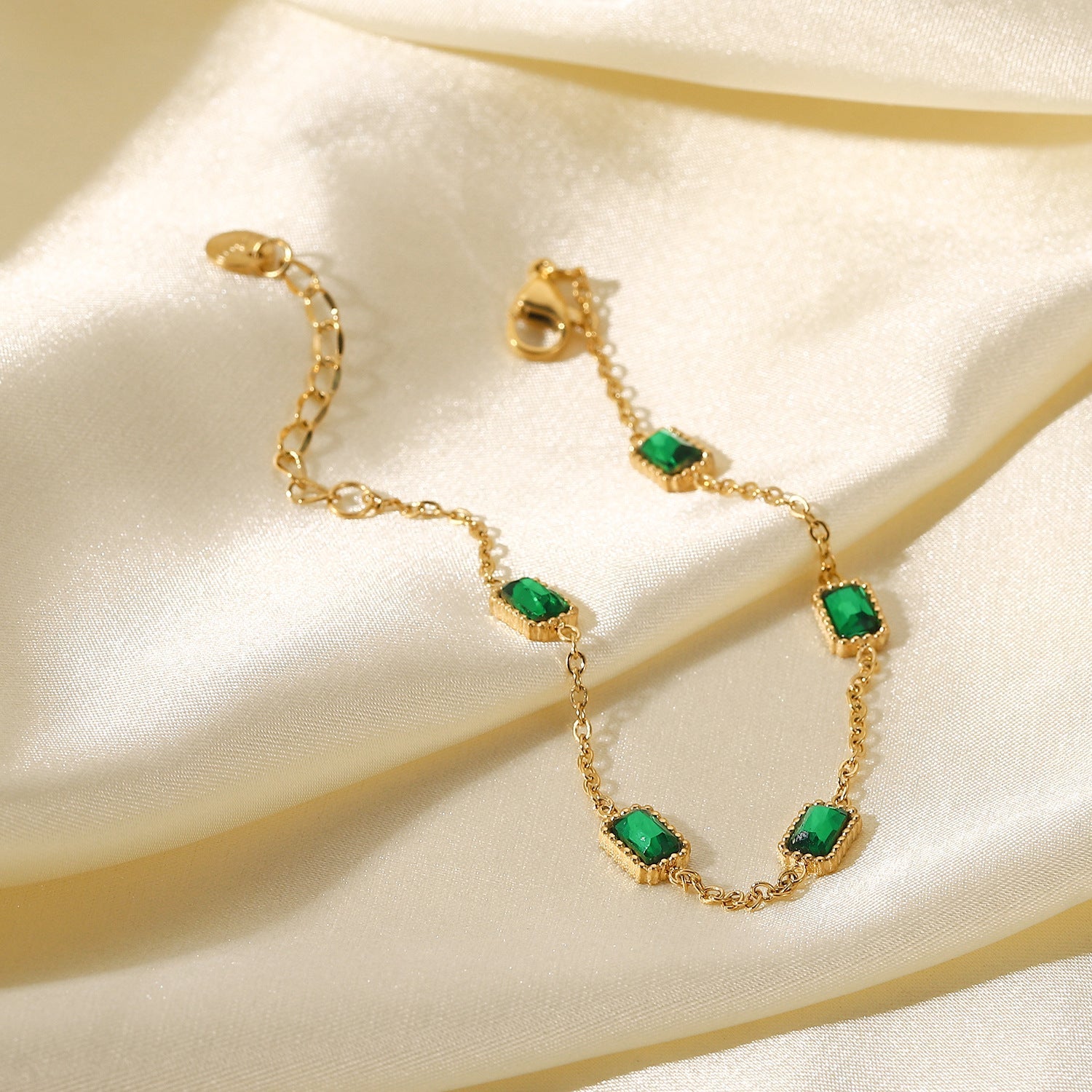 Women's Bracelet Green 18k Gold Stainless Steel 6