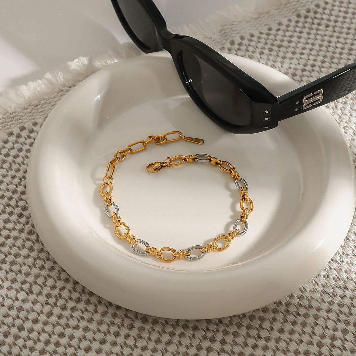 Women's Bracelet Two Tone Gold Stainless Steel 3