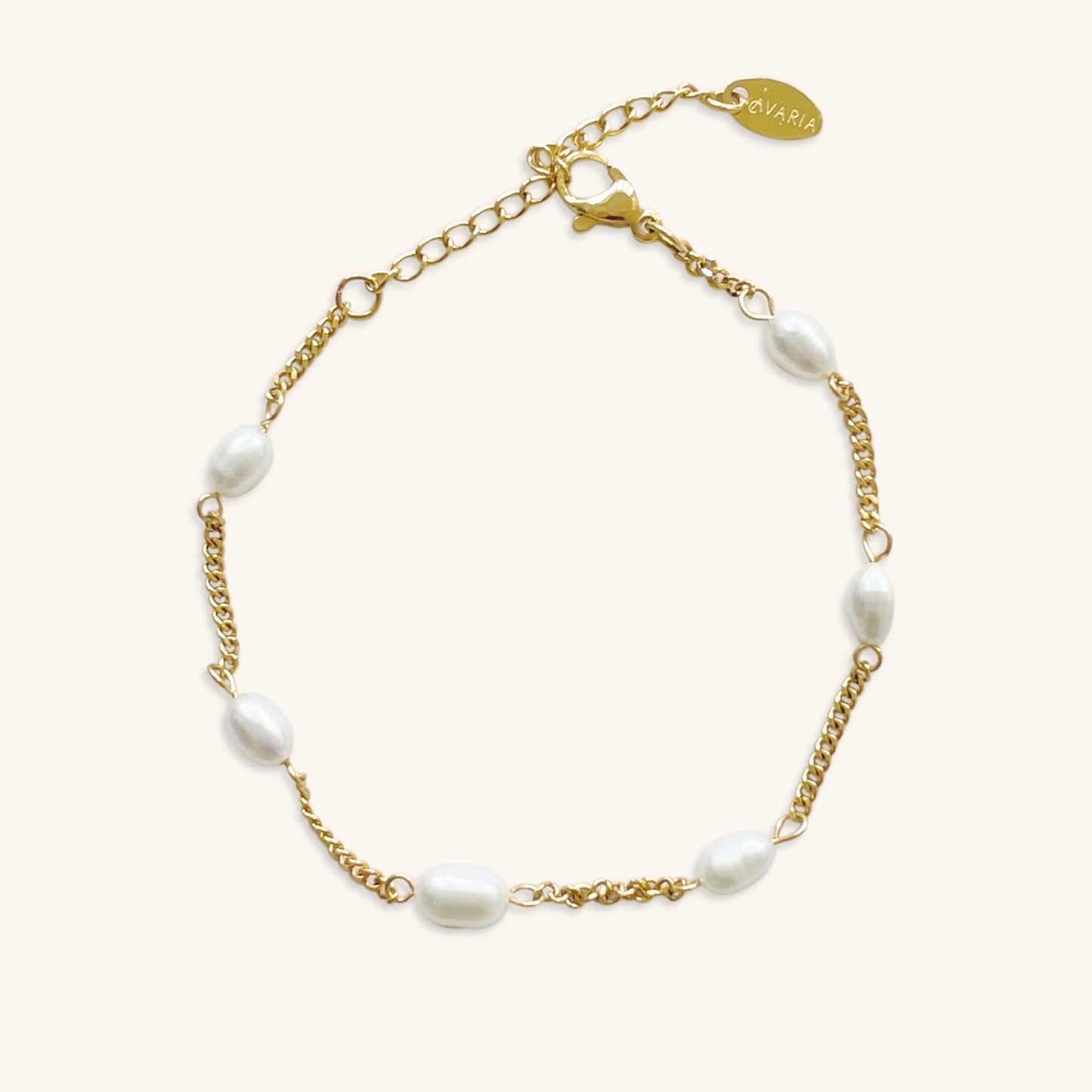 Women's Bracelet White Freshwater Pearls Gold Stainless Steel 0