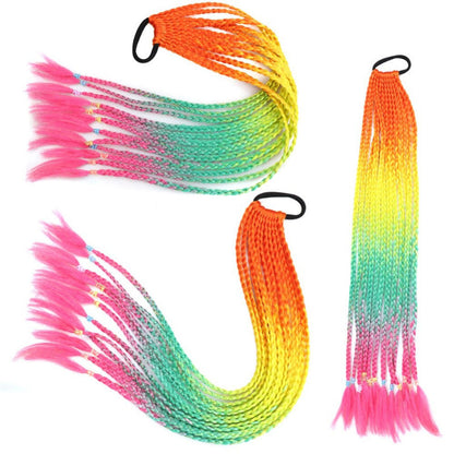 Women's Braided Hair Wigs Multi-Color High-Temperature Fiber 71