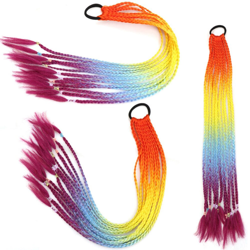 Women's Braided Hair Wigs Multi-Color High-Temperature Fiber 79